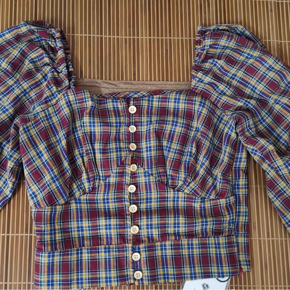 MICN Vintage French Square Collar Bubble Sleeve Crop Top for women 9/10 new - Picture 6 of 6